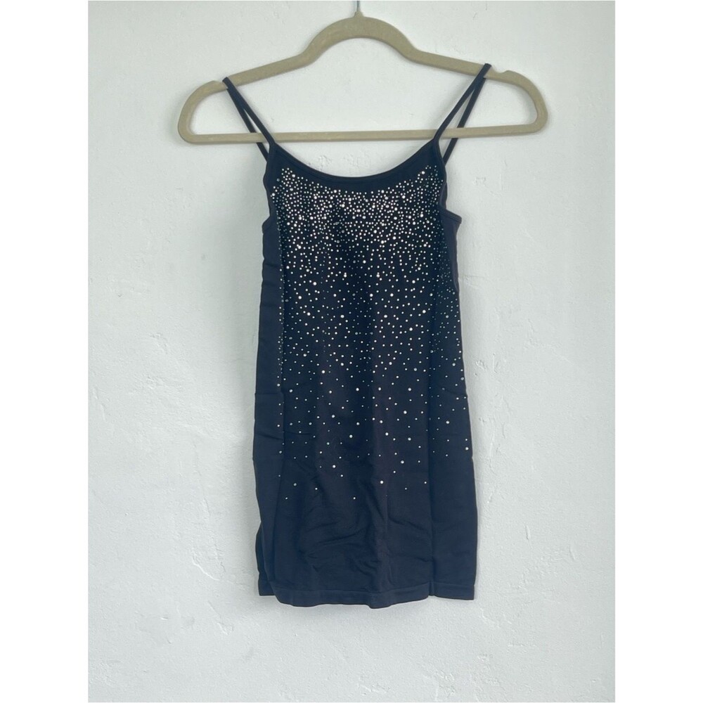 Black Embellished Cami Top with Spaghetti Straps
